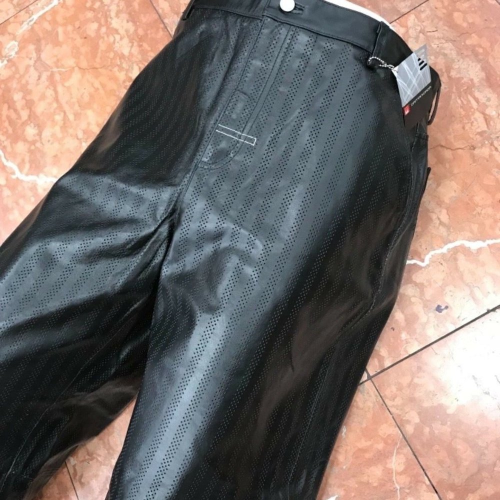 Men's Dada Black Tiny Holes 100% Genuine Leather Pants